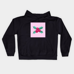 Pink Seasonal Holly Berries Kids Hoodie